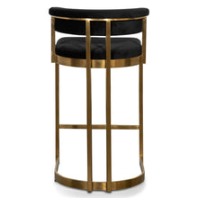 Load image into Gallery viewer, Midnight Black Velvet Bar Stool- Golden Base