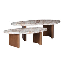Load image into Gallery viewer, Solstice River Brown Marble Tables Set of 2 - Walnut (PRE-ORDER)