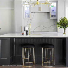 Load image into Gallery viewer, Aiden Gold Steel Kitchen Stool - Black Linen