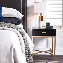 Load image into Gallery viewer, Nessa Black Bedside Table - Gold
