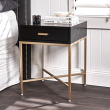 Load image into Gallery viewer, Nessa Black Bedside Table - Gold
