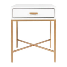 Load image into Gallery viewer, Nessa White Bedside Table - Gold
